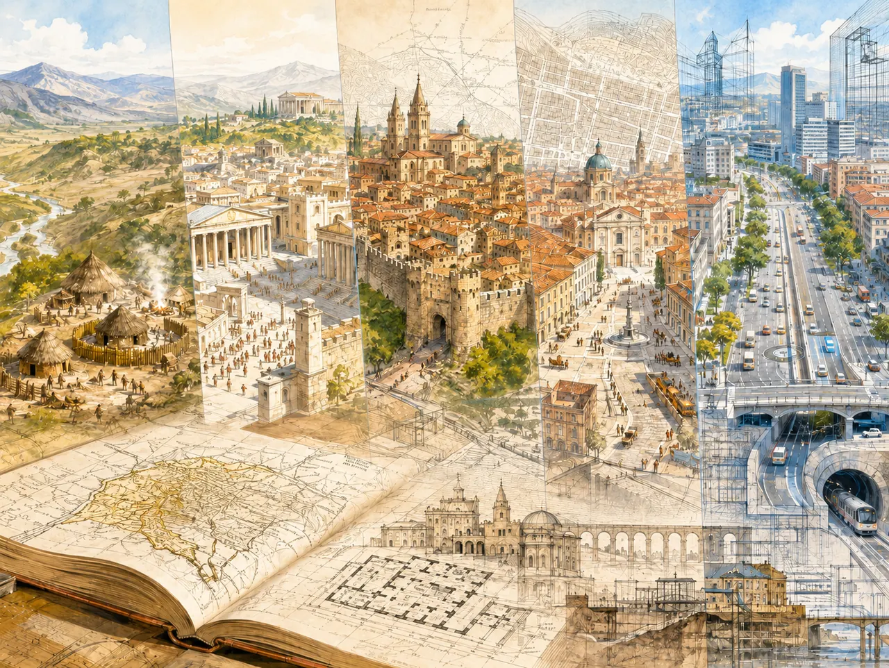 Painéis da história urbana